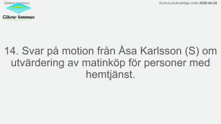 14. Svar på motion..