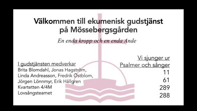 Gudstjänst 25 januari - ekumenisk